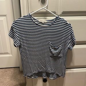 navy blue/white striped cropped top